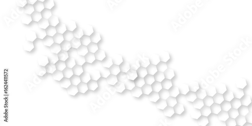 modern and seamless hexagon is arranging randomly, Abstract white vector wallpaper with hexagon grid, panoramic wall of Random shifted white honeycomb hexagon background.
