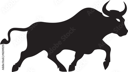 Silhouette Style Vector Bull Logo Icon – Minimal Powerful Animal Symbol for Sports, Agriculture, Business Branding, Strong Monochrome Ox Design, Aggressive Horned Beast Graphic for Print and Web