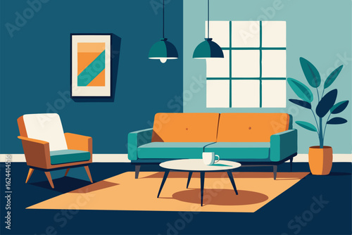 vector of a modern living room interior with scand.eps
