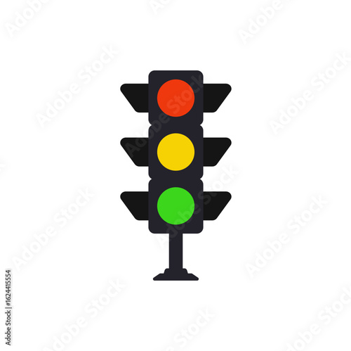 Road traffic lights icon. Traffic light operation. Street regulation system signals and road safety in the city. Vector illustration 