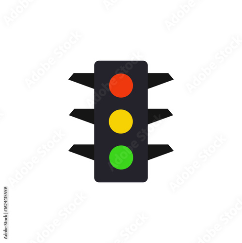 Road traffic lights icon. Traffic light operation. Street regulation system signals and road safety in the city. Vector illustration 