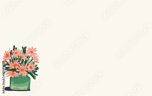 Gift Card with copyspace, design layout, vintage flowers painting, pretty floral design with panels and borders, soft colors, delicate feminine