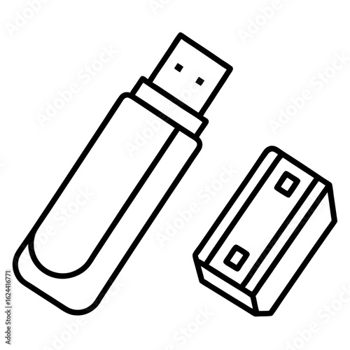 Usb drive isolated on white background for portable data storage and transfer