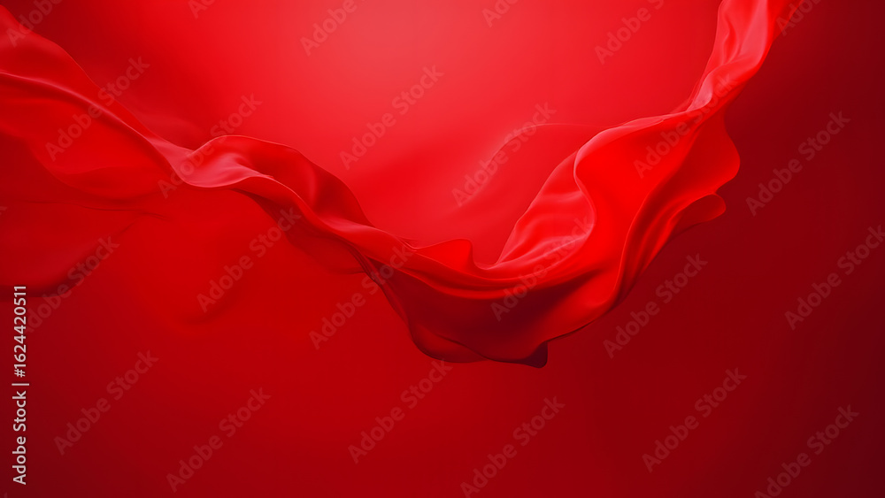 Flowing Red Silk Fabric in Motion Flowing Red Silk Fabric in Motion