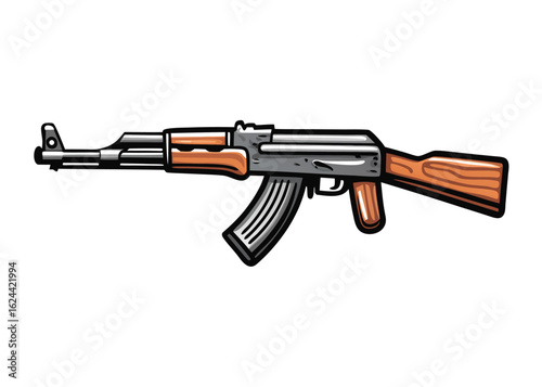 ak 47 gun hand drawn  icon isolated on white background