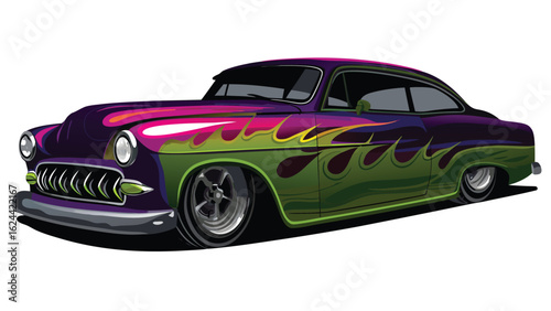 realistic illustration of hot rod car eps on white background