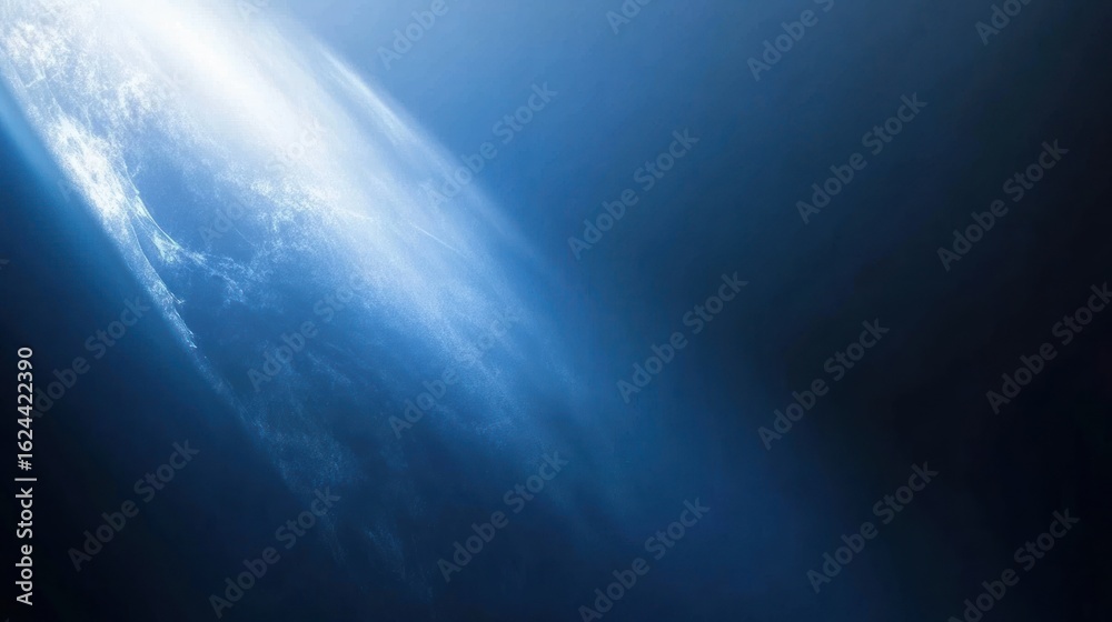 Fototapeta premium Earth From Space with Blue Atmosphere and Cloud Cover in Perspective