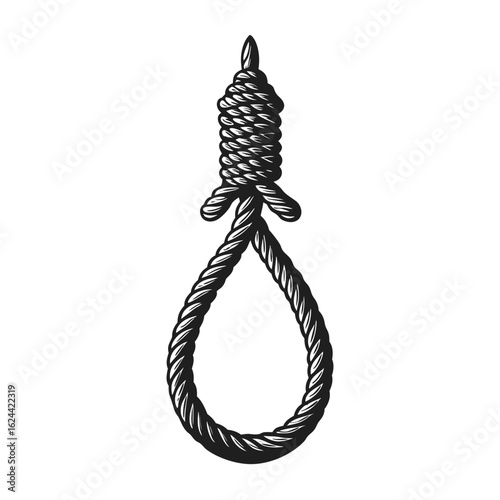 Simple stark illustration of a hanging noose