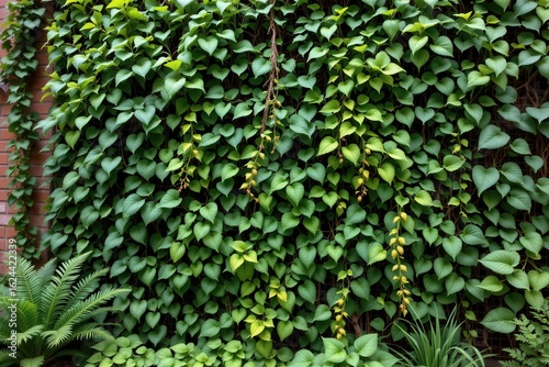 Wallpaper Mural a green wall garden created with trailing plants like pothos ferns and spider plants growing densely across vertical space no punctuation or symbols in this prompt Torontodigital.ca