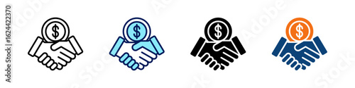 Deal Closing All In One Icon Multi Styles Vector Set