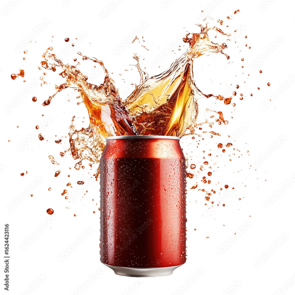 custom made wallpaper toronto digitalRed soda can with droplets is surrounded by dynamic splash of , creating energetic and refreshing scene. liquid appears to burst from can, emphasizing movement and excitement., isolated