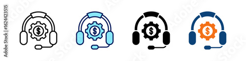 Customer Support All In One Icon Multi Styles Vector Set