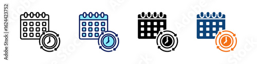 Flexible Schedule All In One Icon Multi Styles Vector Set