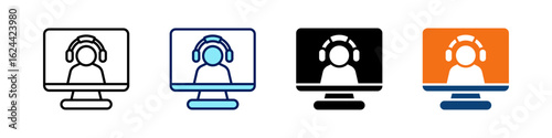 Online Support All In One Icon Multi Styles Vector Set