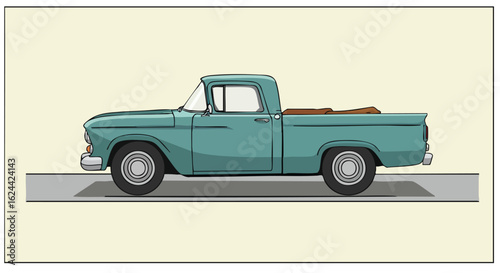 Vintage Light Blue Pickup Truck