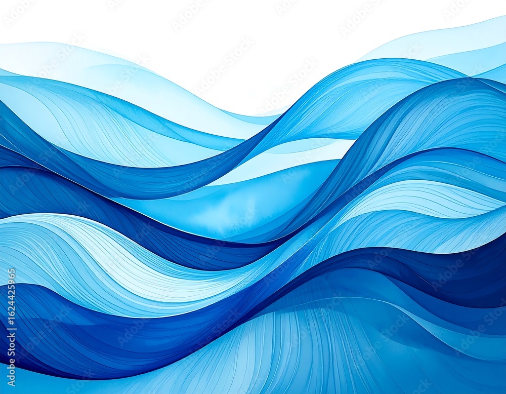 Obraz premium Abstract blue wave pattern background with flowing curves and smooth lines