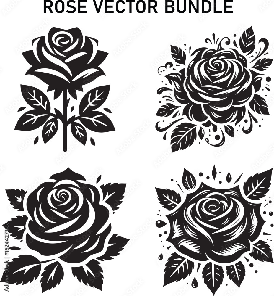 custom made wallpaper toronto digitalRose Silhouette vector Illustration Design Bundle
