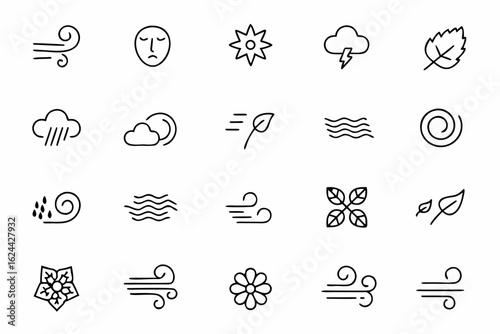 A flowing bundle expressing the invisible elegance of air with smooth, continuous line drawings. Ideal for environmental posters, wellness projects, and branding.