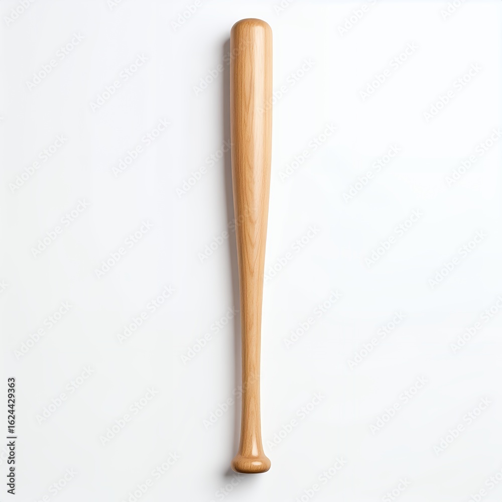 Obraz premium Wooden baseball bat centered composition for game or sports activity object on white background