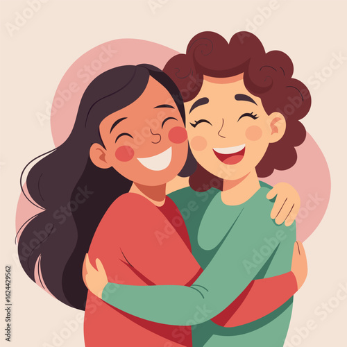 A loving young couple, a man and a woman, kissing with smiles and happiness