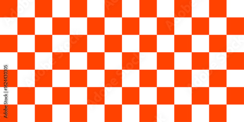 Checkerboard banner pattern of red and white color with repeating square tiles, ideal for headers, signage, visual cues, and decorative design us
