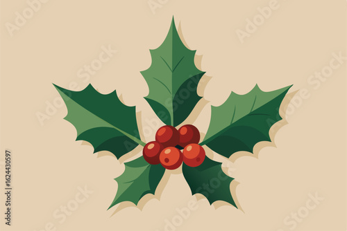 delicate pencil sketch of holly branches with clu.eps
