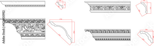 vector sketch illustration drawing design engineering architecture ornament decoration decoration Neoclassical Style Decor