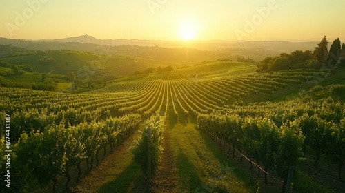 Wallpaper Mural Serene Vineyard Landscape at Sunset with Rolling Hills Torontodigital.ca
