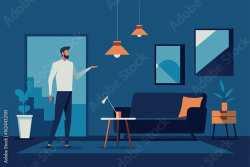 designer showing interior concept in living room  .eps