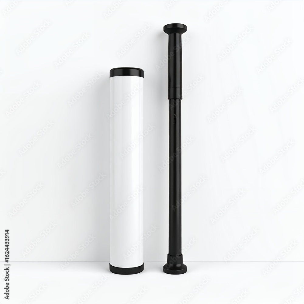 Fototapeta premium Minimalist Presentation of Cylindrical Objects for Product Visualization on white background