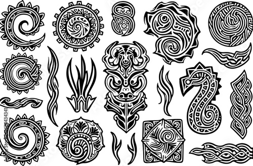 Polynesian Tribal Tattoo Pattern Set" vector bundle