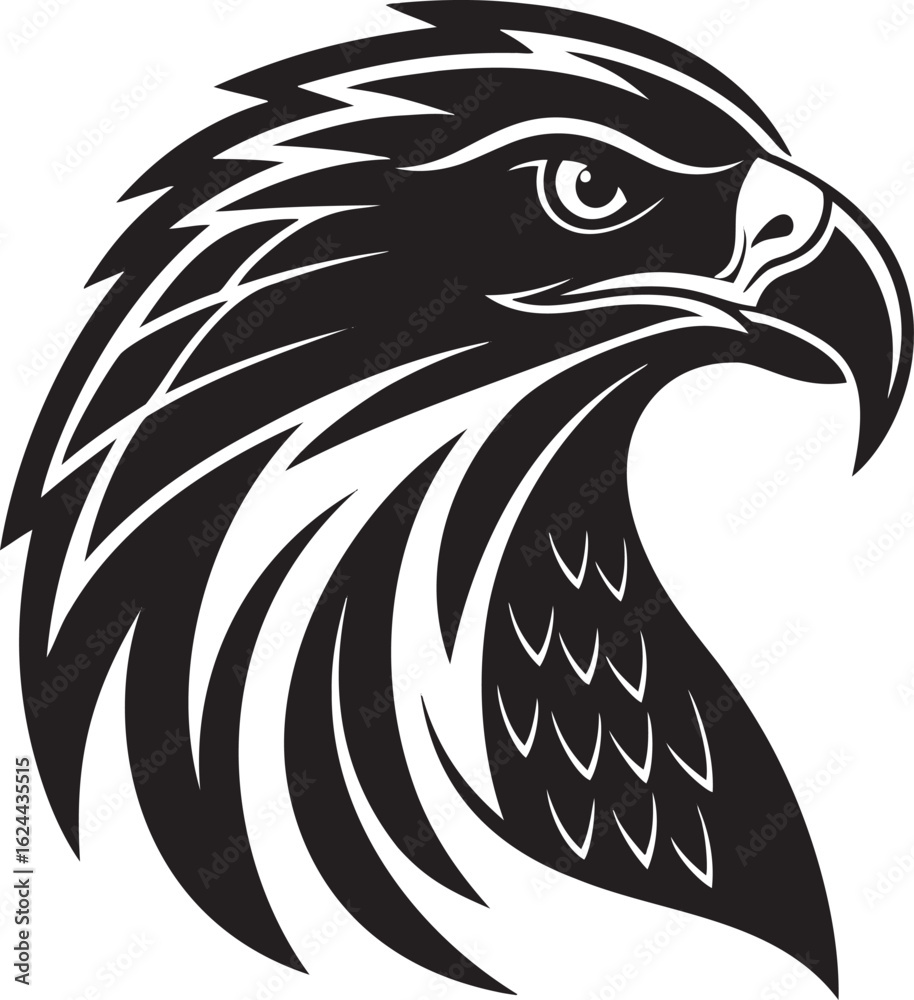 Obraz premium Black eagle head tribal design hawk bird