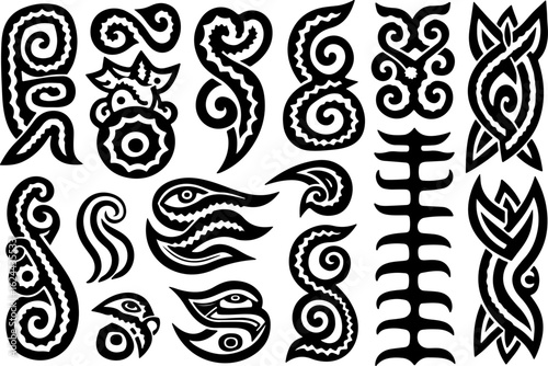 Polynesian Tribal Tattoo Pattern Set" vector bundle