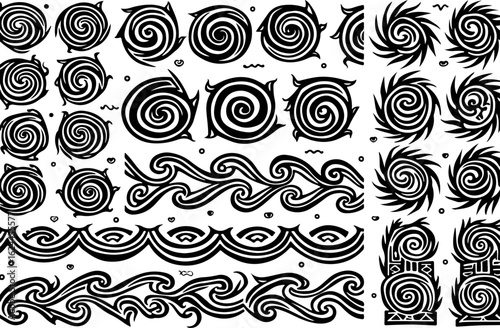 Polynesian Tribal Tattoo Pattern Set" vector bundle