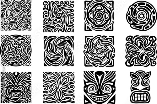 Polynesian Tribal Tattoo Pattern Set" vector bundle