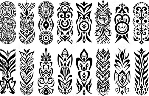 Polynesian Tribal Tattoo Pattern Set" vector bundle