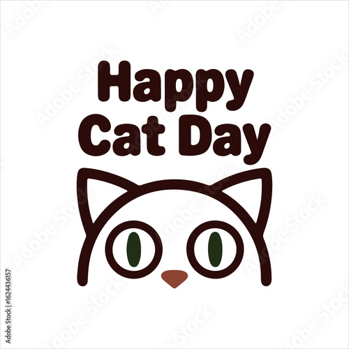 Happy cat day typography with a cat face vector illustration