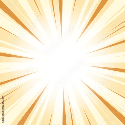 Abstract Butterscotch Orange Glowing Sunburst Background. Yellow Color Glow Effect Sunburst Background for Presentation, Banner, Poster, Flyer, Sales. Pop Art Poster for Summer and Spring Theme.