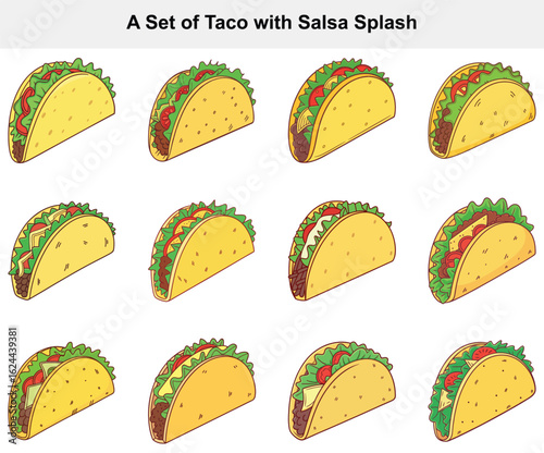 Delicious Taco Collection with Vibrant Salsa Drizzle