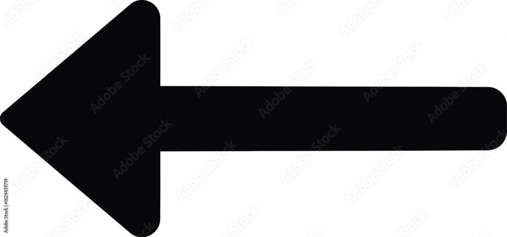 Black arrow pointing left isolated on white background Black arrow pointing left isolated on white background