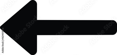 Black arrow pointing left isolated on white background