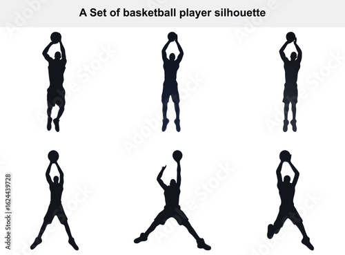 Basketball Player Silhouettes Performing Action Shots