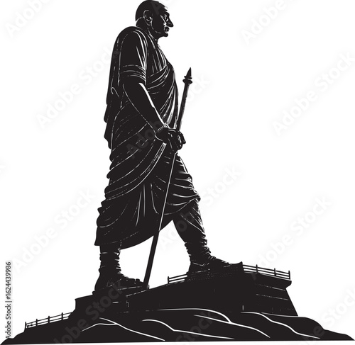 Statue holding staff on pedestal vector