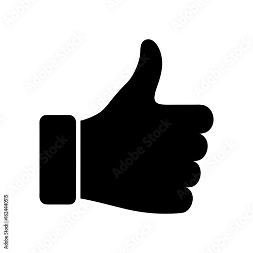 Thumbs up silhouette icon in approval flat style great for feedback art with transparent background  