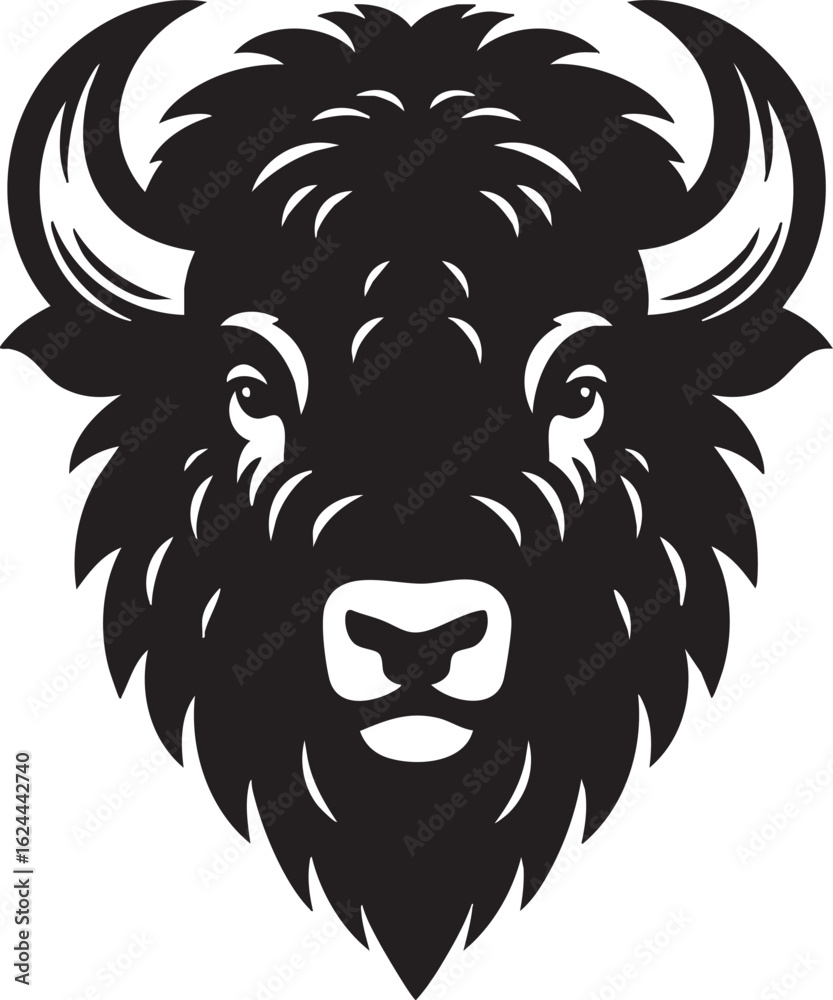 Obraz premium Majestic fierce bison head buffalo silhouette banner