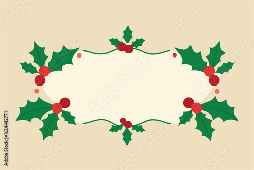 festive holly border frame surrounding a blank sp (1).eps