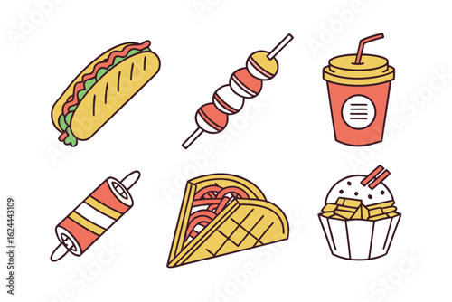 Culinary Canvas: An inviting array of culinary delights showcases a vibrant illustration of appetizing treats. Each item bursts with fresh colors.