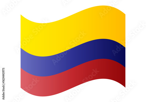 Bandera ondulado de Colombia en fondo blanco
