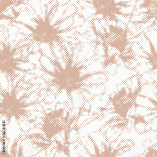 artistic art  floral halftone beige white  abstract shapes seamless patterns geometric trendy retro style. fabric point textured  abstract stripes seamless patterns geo vector