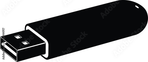 Black usb flash drive on white background